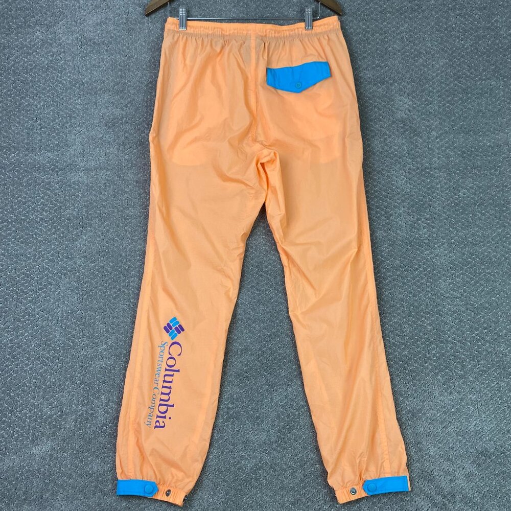 Columbia Wind Pants Men's Medium Orange Santa Ana Windbreaker Drawstring Nylon